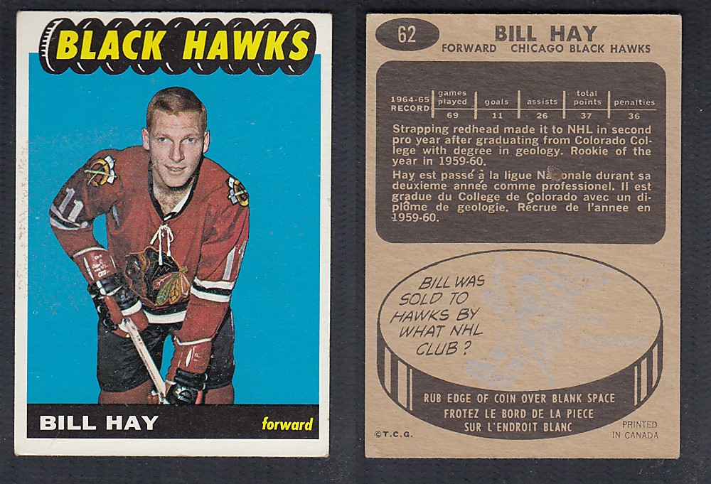 1965-66 TOPPS HOCKEY CARD #62 B. HAY photo