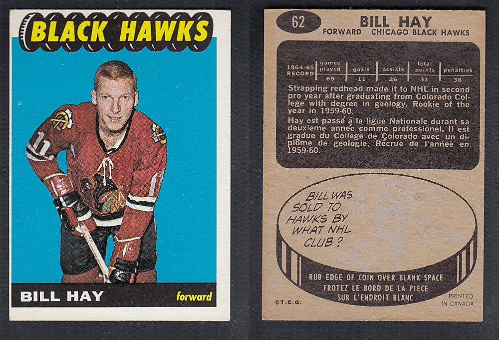 1965-66 TOPPS HOCKEY CARD #62 B. HAY photo