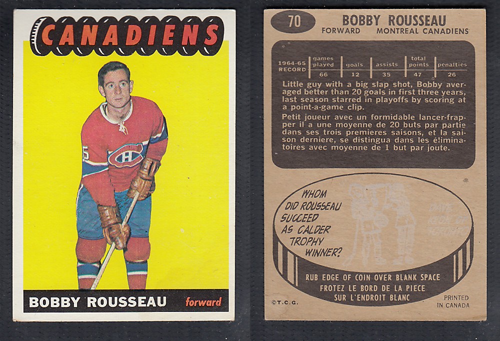 1965-66 TOPPS HOCKEY CARD #70 B. ROUSSEAU photo