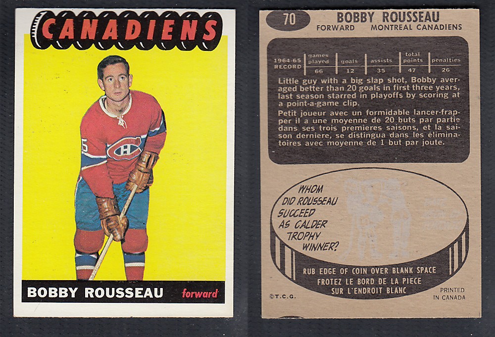 1965-66 TOPPS HOCKEY CARD #70 B. ROUSSEAU photo