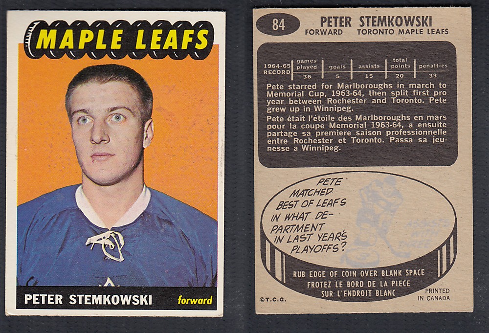 1965-66 TOPPS HOCKEY CARD #84 P. STEMKOWSKI photo