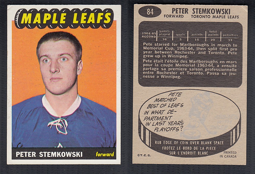 1965-66 TOPPS HOCKEY CARD #84 P. STEMKOWSKI photo