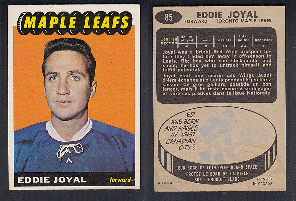 1965-66 TOPPS HOCKEY CARD #85 E. JOYAL photo