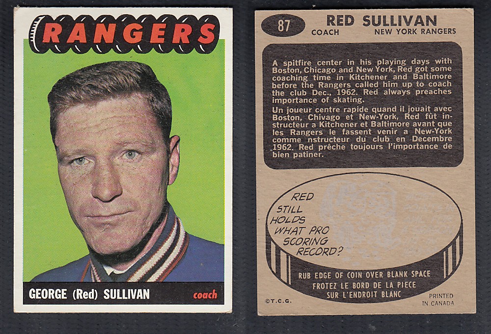 1965-66 TOPPS HOCKEY CARD #87 G. SULLIVAN photo