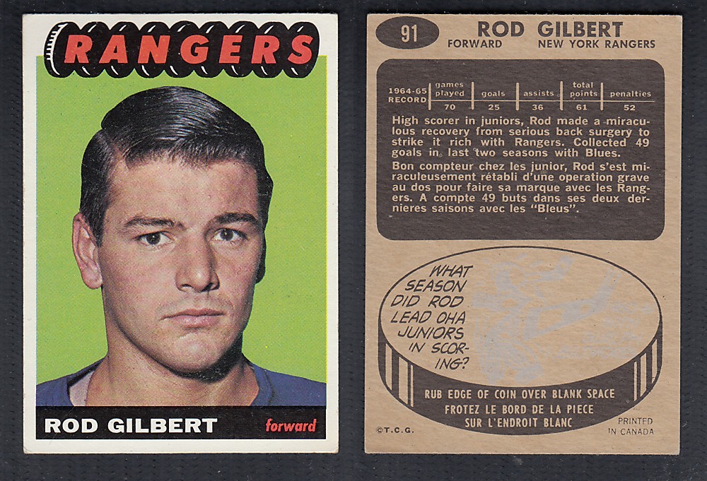 1965-66 TOPPS HOCKEY CARD #91 R. GILBERT photo