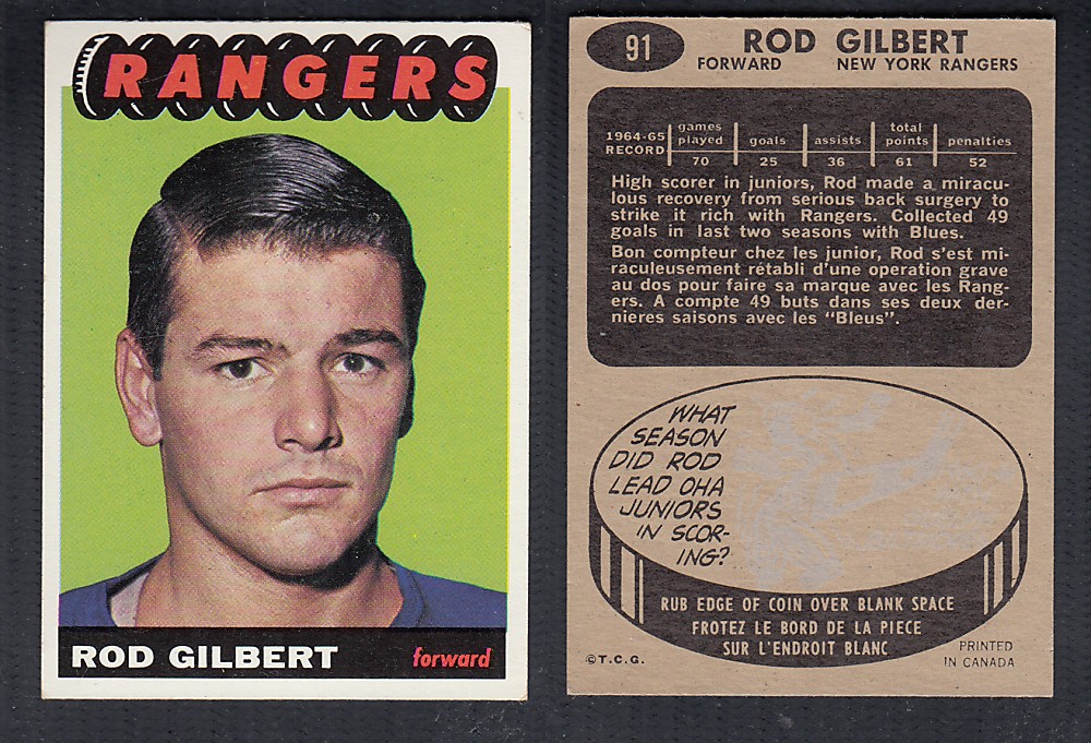 1965-66 TOPPS HOCKEY CARD #91 R. GILBERT photo