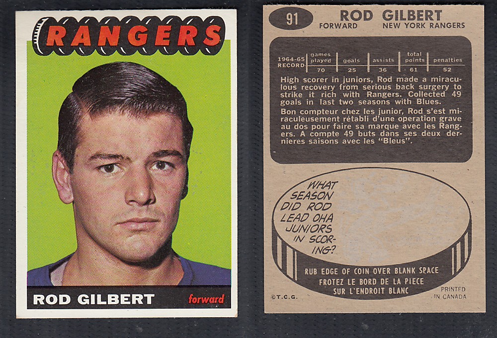 1965-66 TOPPS HOCKEY CARD #91 R. GILBERT photo