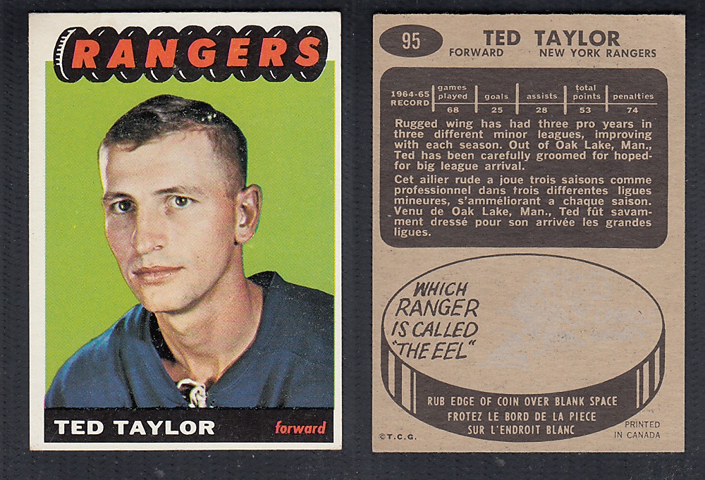 1965-66 TOPPS HOCKEY CARD #95 T. TAYLOR photo