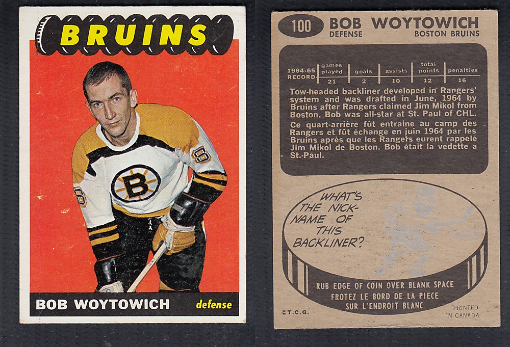 1965-66 TOPPS HOCKEY CARD #100 B. WOYTOWICH photo