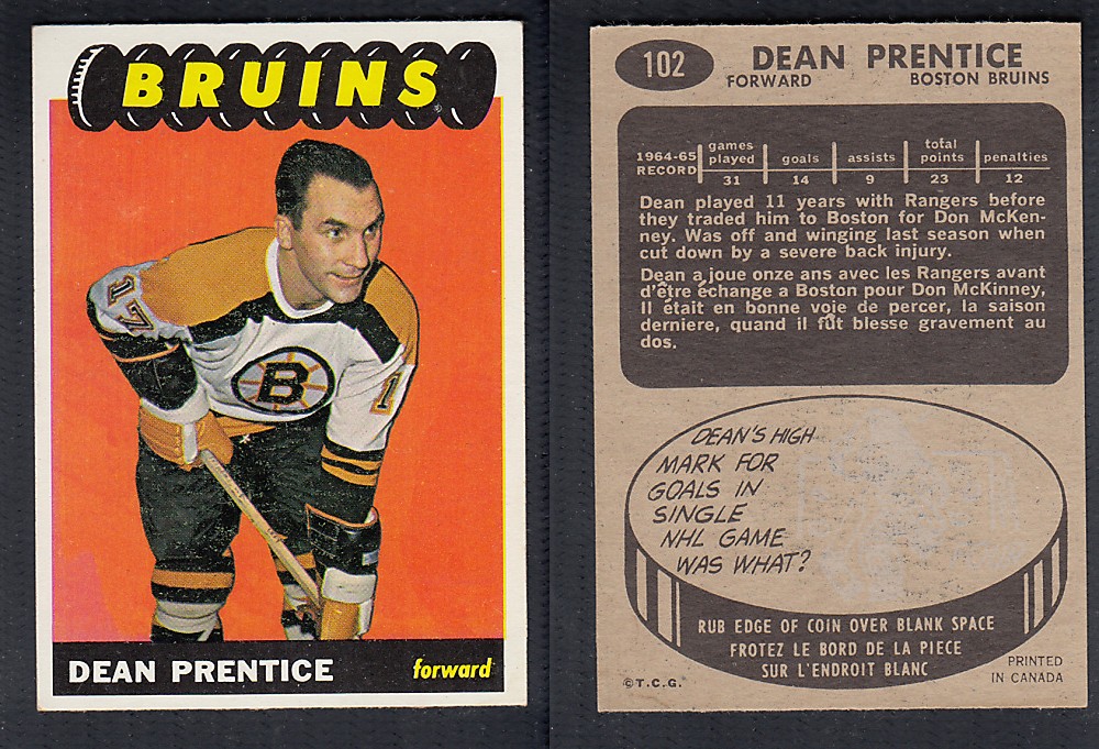 1965-66 TOPPS HOCKEY CARD #102 D. PRENTICE photo