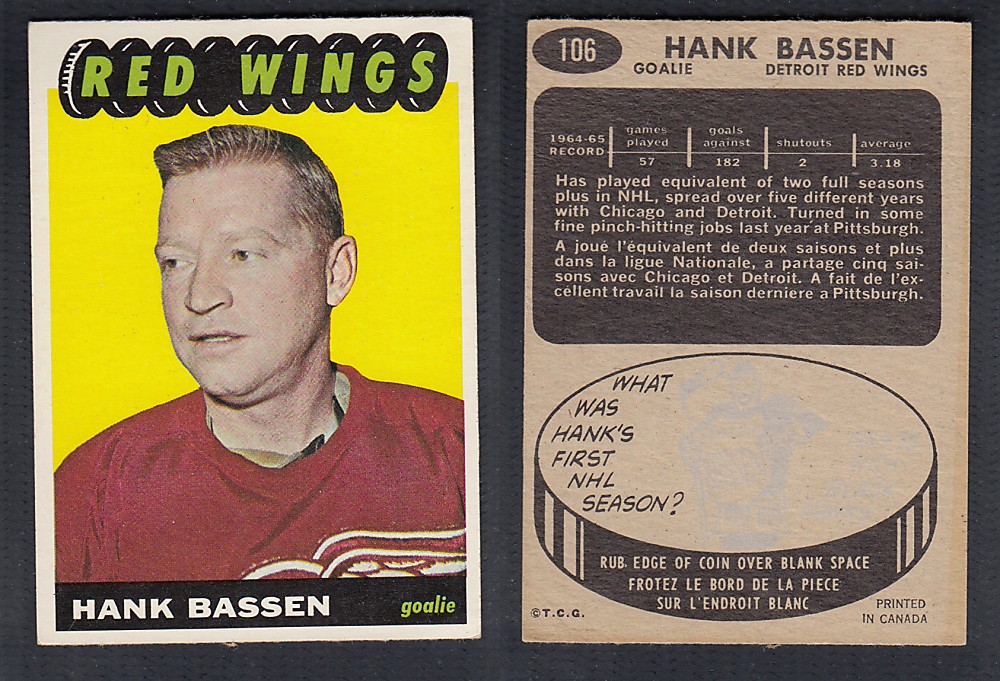 1965-66 TOPPS HOCKEY CARD #106 H. BASSEN photo