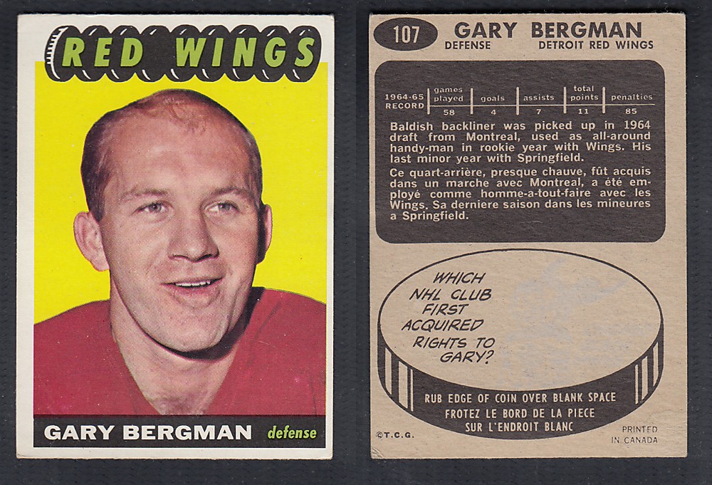 1965-66 TOPPS HOCKEY CARD #107 G. BERGMAN photo