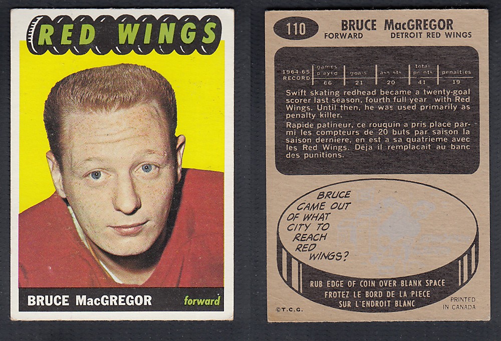 1965-66 TOPPS HOCKEY CARD #110 B. MacGREGOR photo