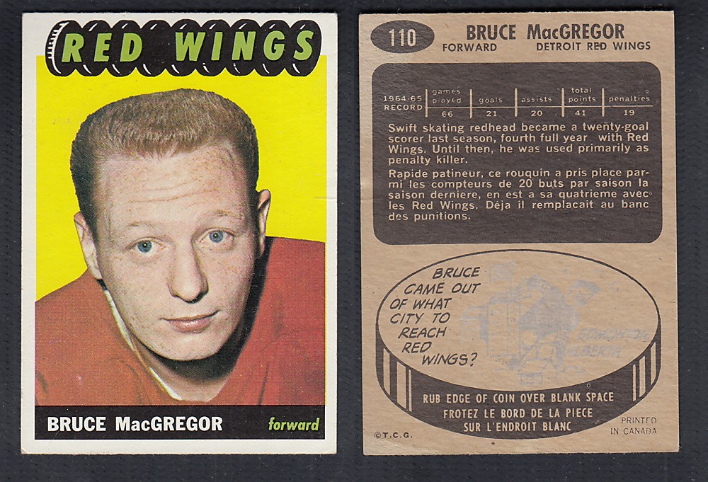 1965-66 TOPPS HOCKEY CARD #110 B. MacGREGOR photo