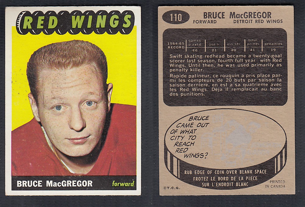 1965-66 TOPPS HOCKEY CARD #110 B. MacGREGOR photo