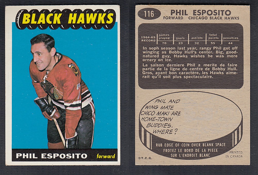 1965-66 TOPPS HOCKEY CARD #116 P. ESPOSITO photo