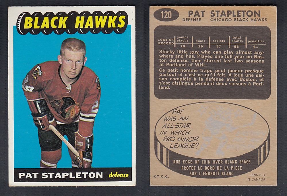 1965-66 TOPPS HOCKEY CARD #120 P. STAPLETON photo