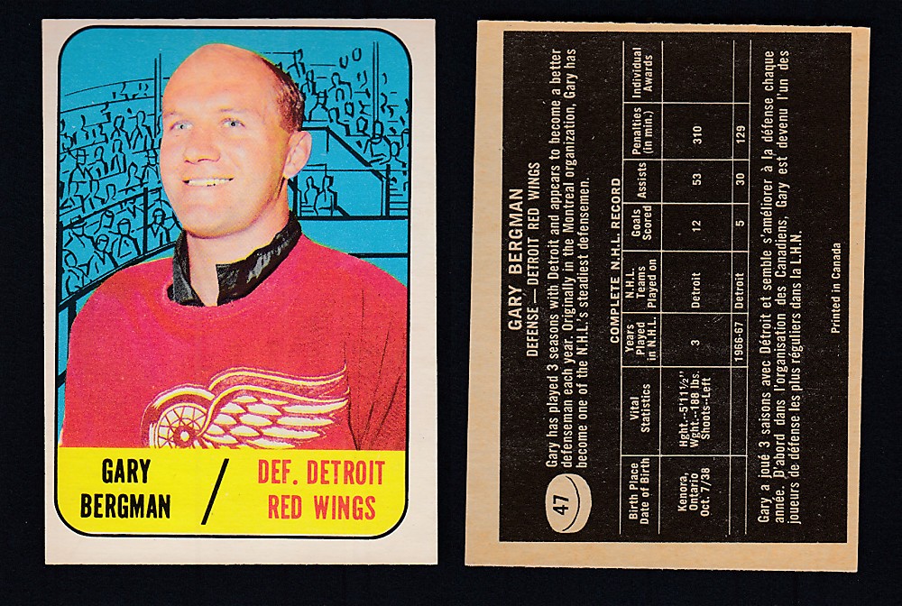 1967-68 TOPPS HOCKEY CARD #47 G. BERGMAN photo