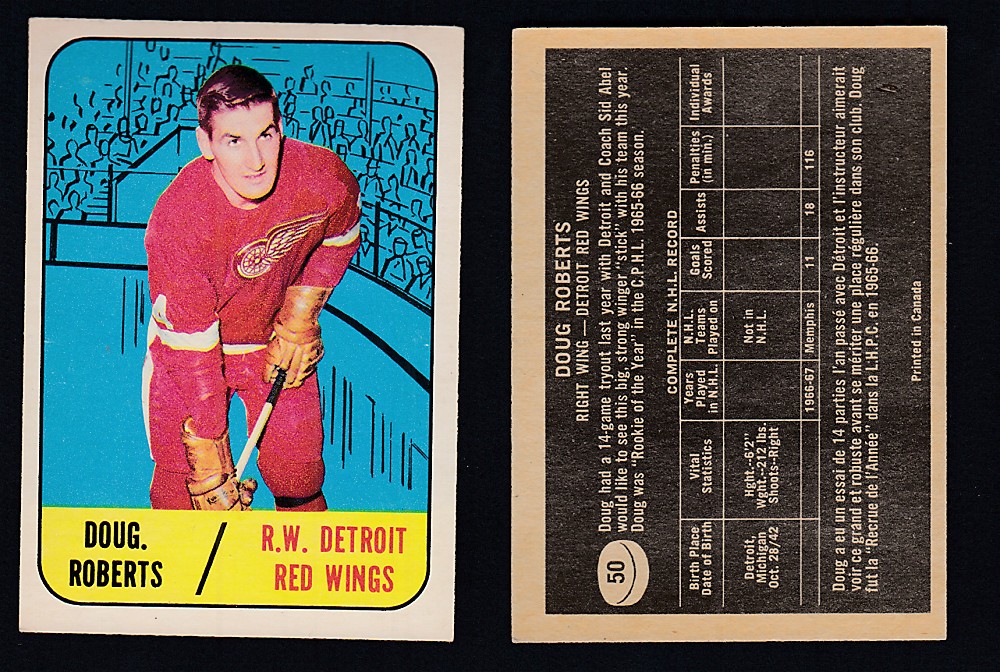 1967-68 TOPPS HOCKEY CARD #50 D. ROBERTS photo