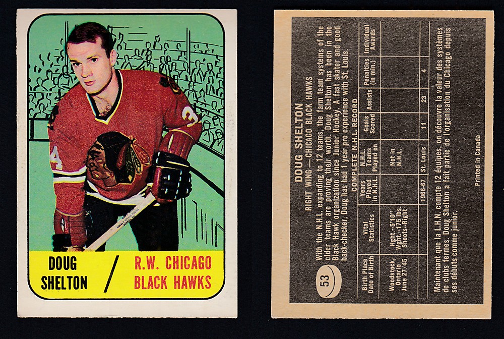 1967-68 TOPPS HOCKEY CARD #53 D. SHELTON photo