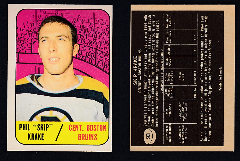 1967-68 TOPPS HOCKEY CARD #93 S. KRAKE photo