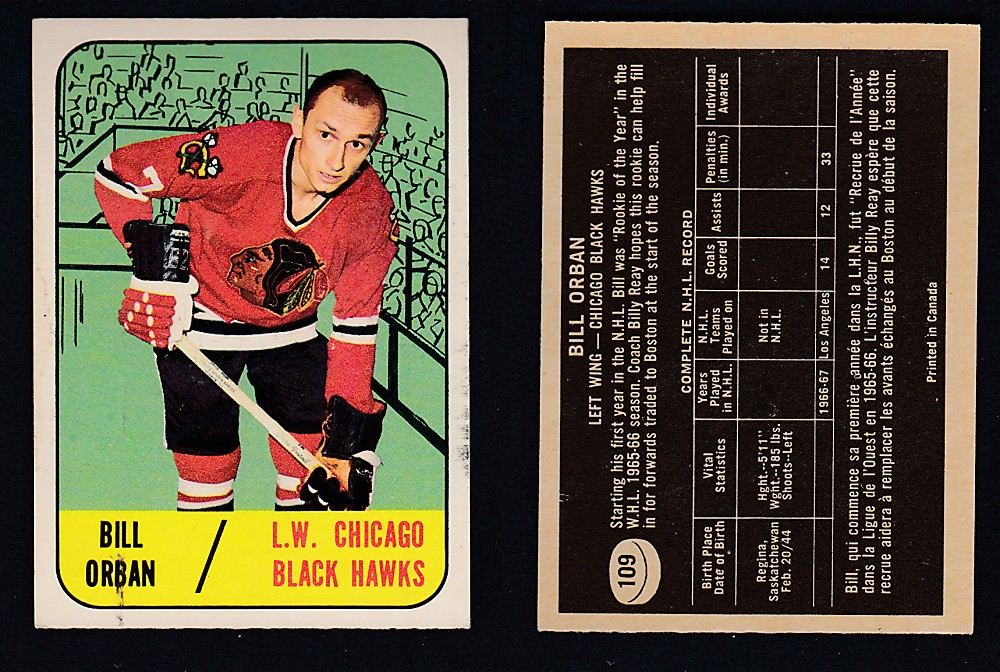 1967-68 TOPPS HOCKEY CARD #109 B. ORBAN photo