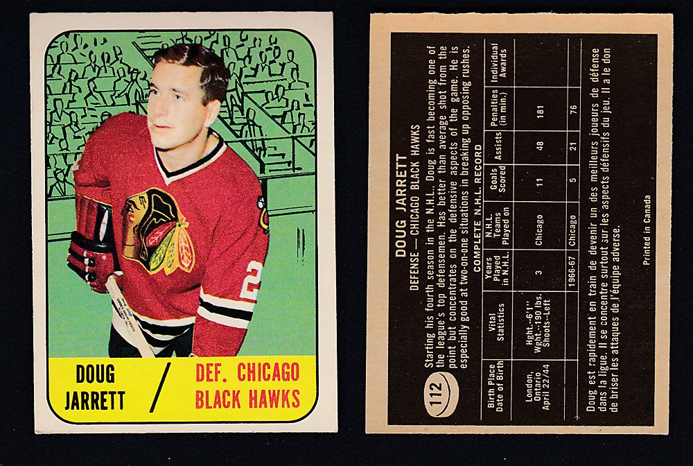 1967-68 TOPPS HOCKEY CARD #112 D. JARRETT photo