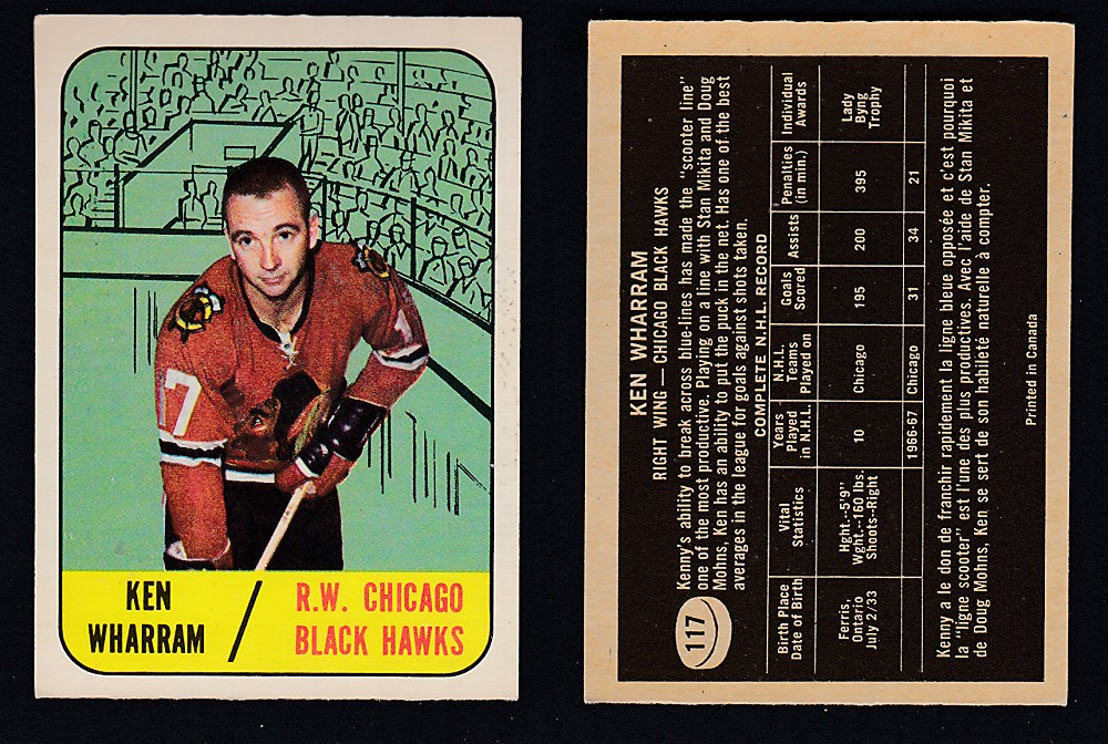 1967-68 TOPPS HOCKEY CARD #117 K. WHARRAM photo