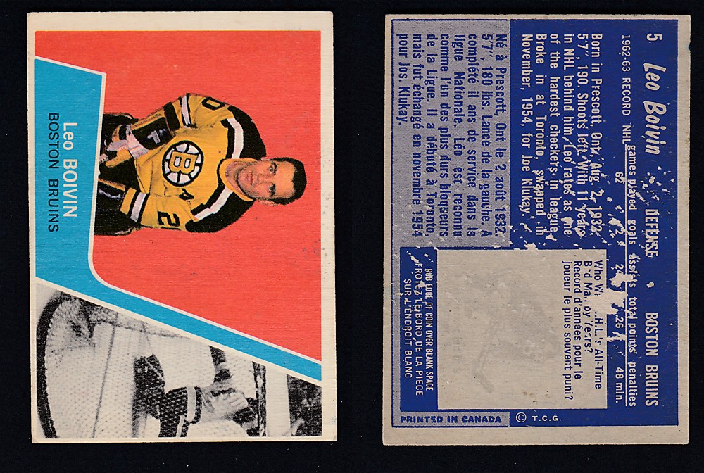 1963-64 TOPPS HOCKEY CARD #5 L. BOIVIN photo