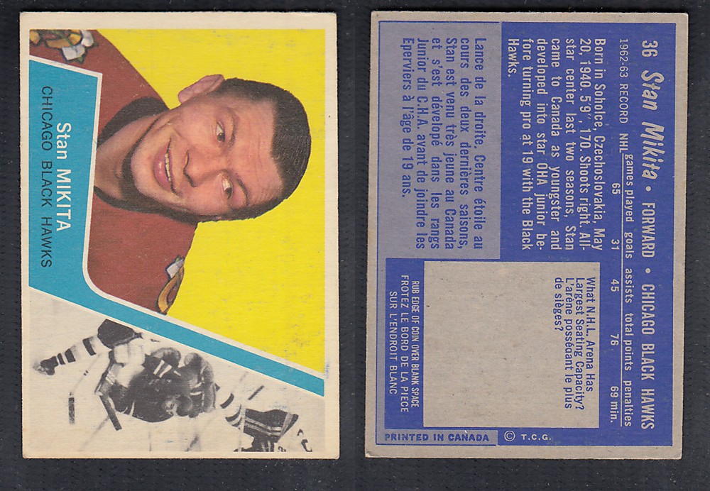 1963-64 TOPPS HOCKEY CARD #36 S. MIKITA photo