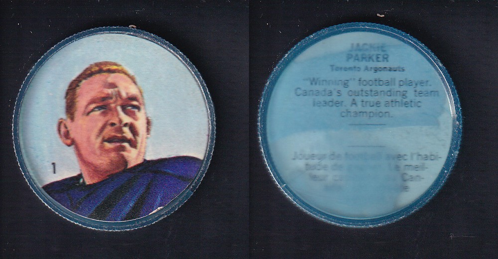 1963 CFL NALLEY'S FOOTBALL COIN #1 J. PARKER photo