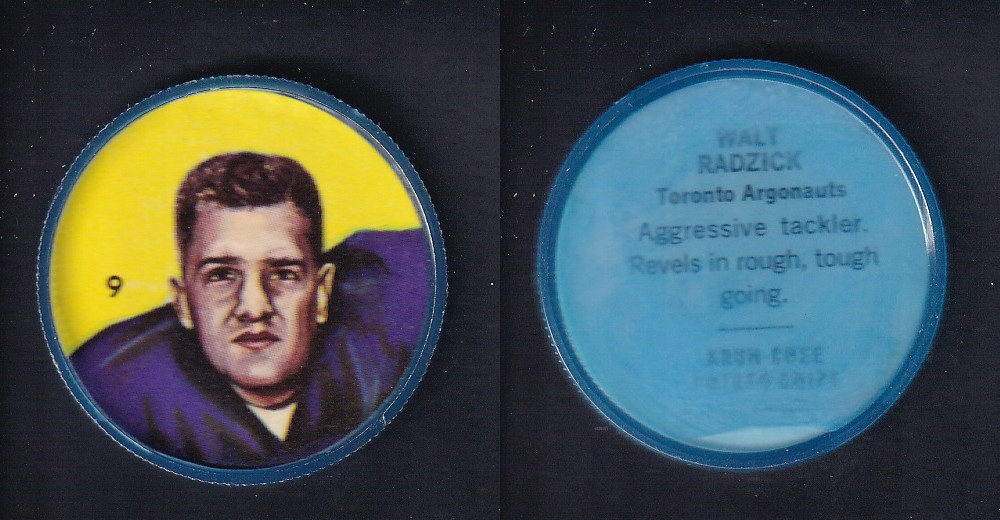 1963 CFL NALLEY'S FOOTBALL COIN #9 W. RADZICK photo