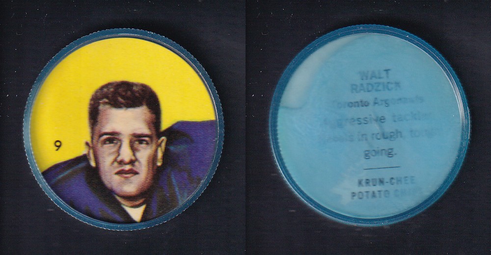 1963 CFL NALLEY'S FOOTBALL COIN #9 W. RADZICK photo