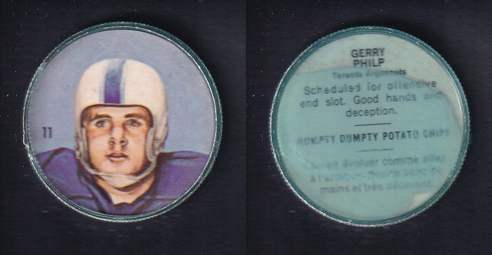 1963 CFL NALLEY'S FOOTBALL COIN #11 G. PHILP photo