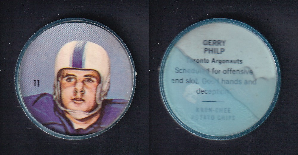 1963 CFL NALLEY'S FOOTBALL COIN #11 G. PHILP photo