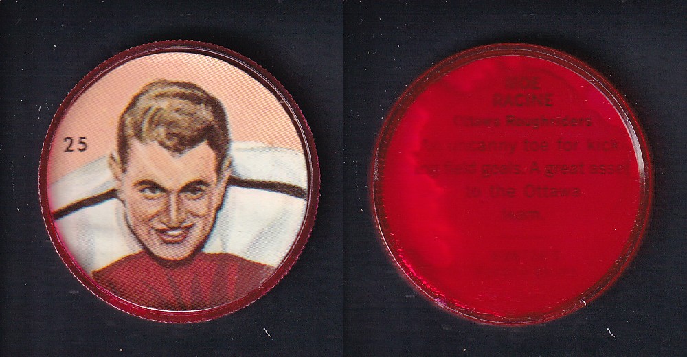 1963 CFL NALLEY'S FOOTBALL COIN #25 M. RACINE photo