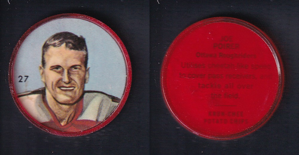 1963 CFL NALLEY'S FOOTBALL COIN #27 J. POIRIER photo