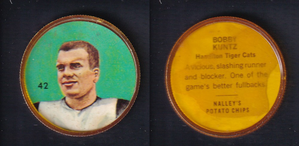 1963 CFL NALLEY'S FOOTBALL COIN #42 B. KUNTZ photo