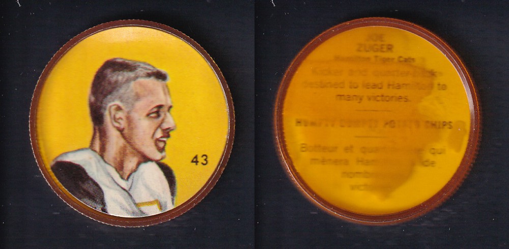 1963 CFL NALLEY'S FOOTBALL COIN #43 J. ZUGER photo