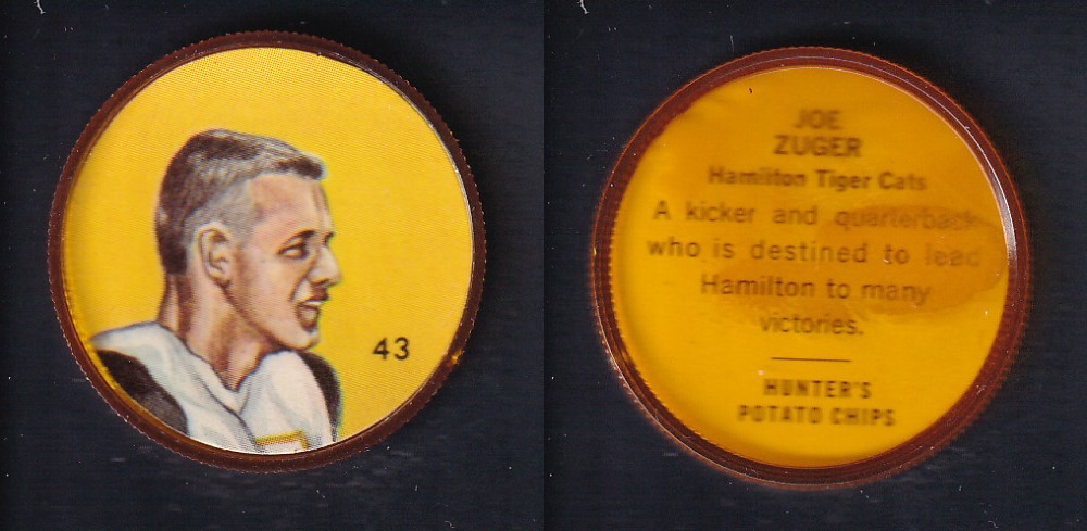 1963 CFL NALLEY'S FOOTBALL COIN #43 J. ZUGER photo