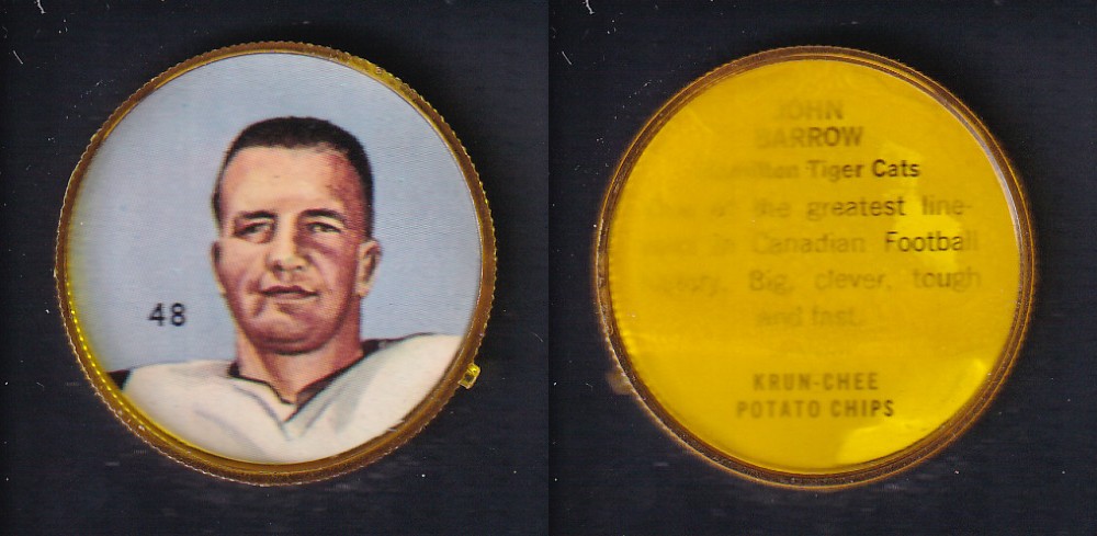 1963 CFL NALLEY'S FOOTBALL COIN #48 J. BARROW photo