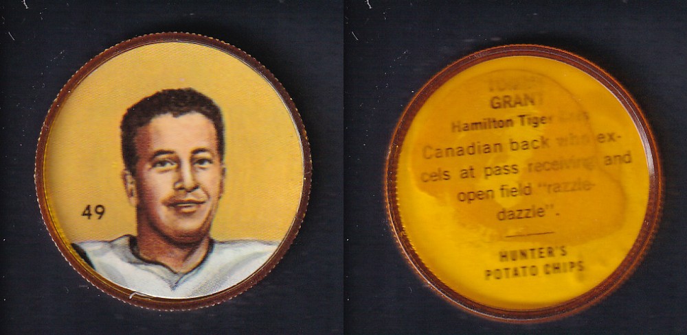 1963 CFL NALLEY'S FOOTBALL COIN #49 T. GRANT photo