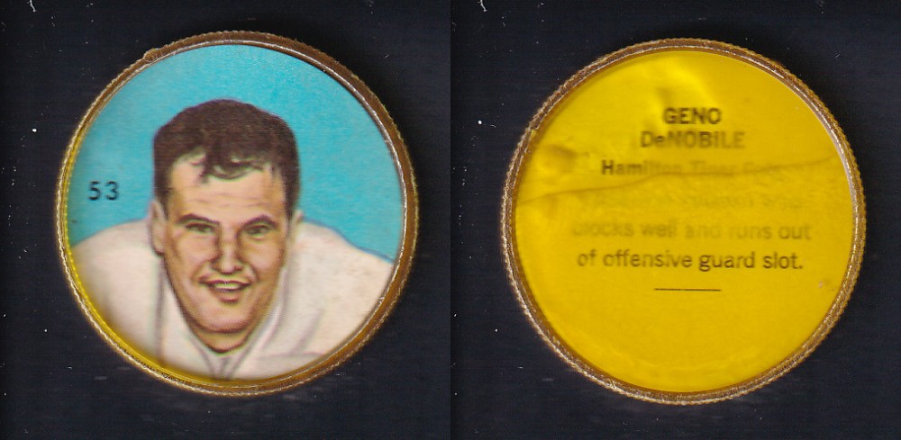 1963 CFL NALLEY'S FOOTBALL COIN #53 G. DeNOBILE photo