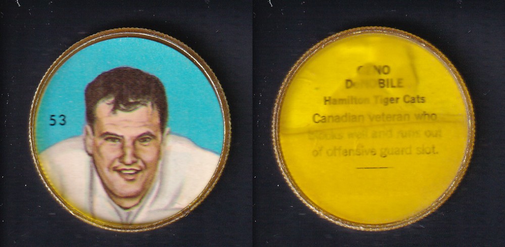 1963 CFL NALLEY'S FOOTBALL COIN #53 G. DeNOBILE photo