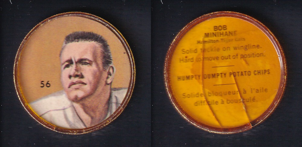 1963 CFL NALLEY'S FOOTBALL COIN #56 B. MINIHANE photo