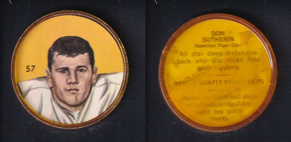 1963 CFL NALLEY'S FOOTBALL COIN #57 D. SUTHERINE photo