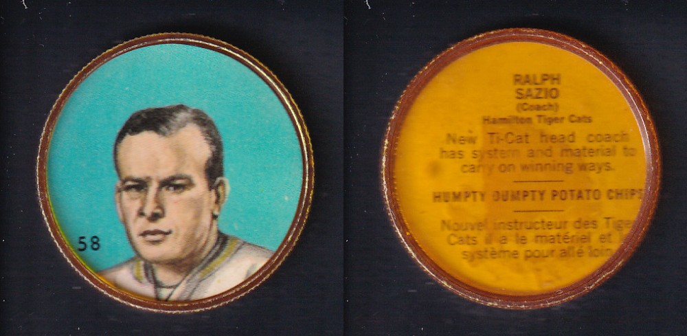 1963 CFL NALLEY'S FOOTBALL COIN #58 R. SAZIO photo