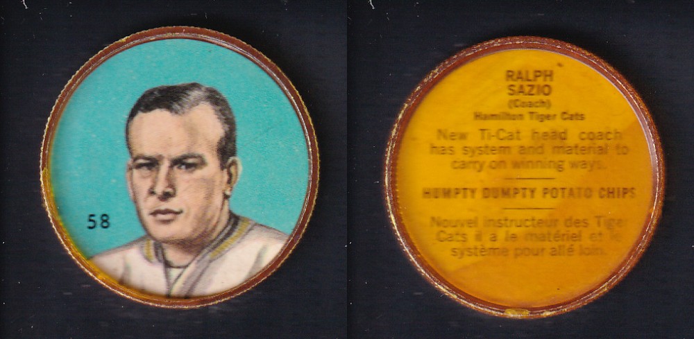 1963 CFL NALLEY'S FOOTBALL COIN #58 R. SAZIO photo