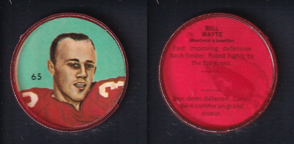 1963 CFL NALLEY'S FOOTBALL COIN #65 B. WAYTE photo