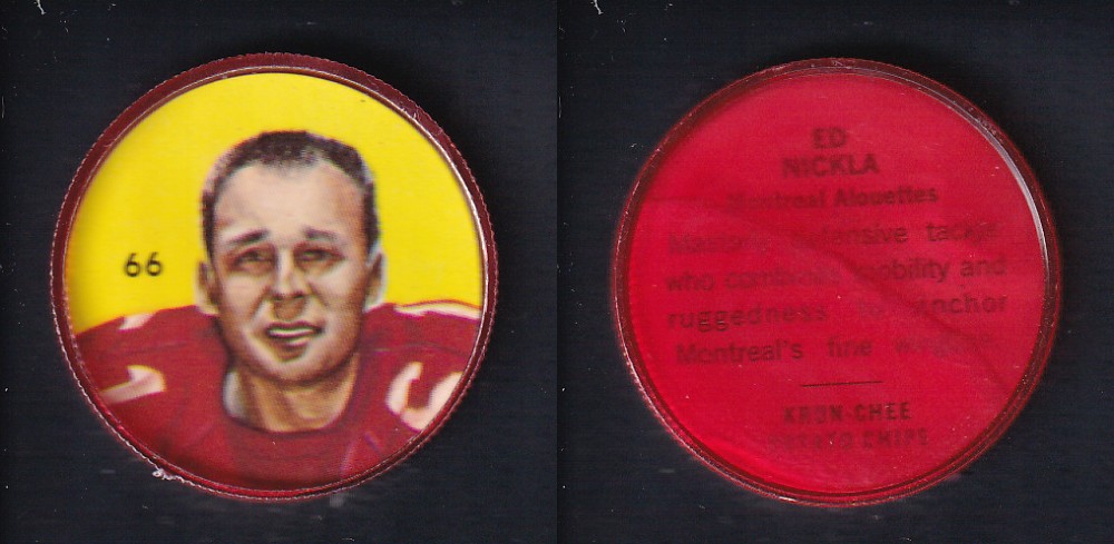 1963 CFL NALLEY'S FOOTBALL COIN #66 E. NICKLA photo